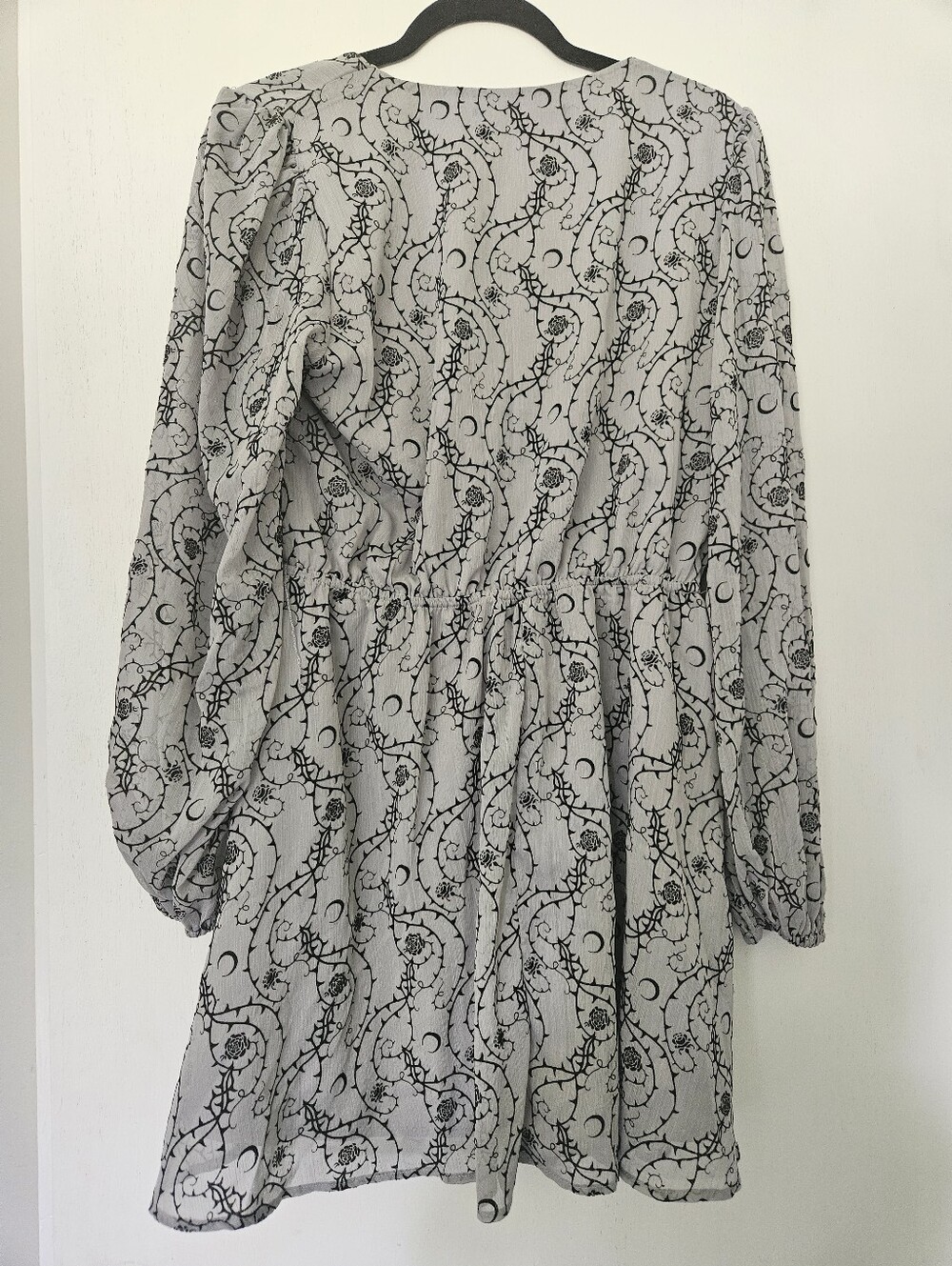 Rosethorn Flocked Velour Chiffon Faux Wrap Mini Dress Size 10 - Picture 3 of 13